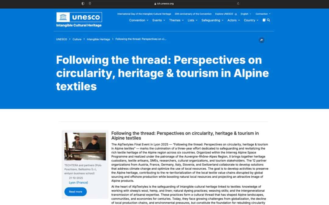 AlpTextyles Final Event in the UNESCO list of initiatives for the International Day of the Intangible Cultural Heritage